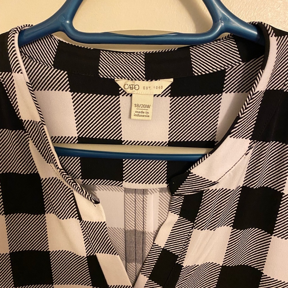 Cato Black and White Plaid Shirt - Picture 2 of 7